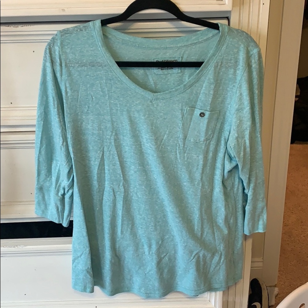 Three Quarter Length Sleeve Ruff Hewn Top